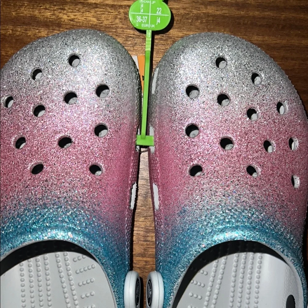 CROCS Pink and Blue Water Shoes with Ombre Design